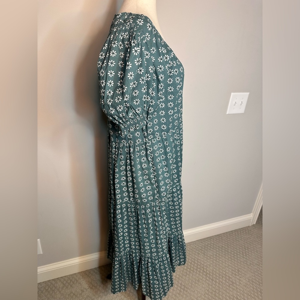 Sz 3 or L The Great green Dakota Midi Dress Floral Printed Puff Sleeve Cotton - Picture 7 of 13